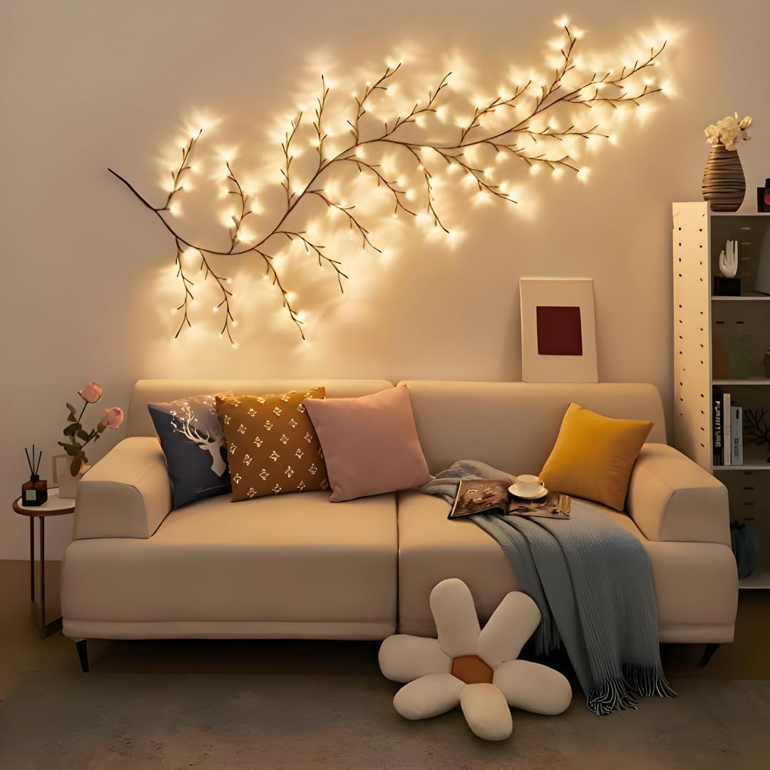 Enchanted LED Willow Vine Lights – Aesthetic 8ft Wall Decor with Remote & Timer (144 LEDs)