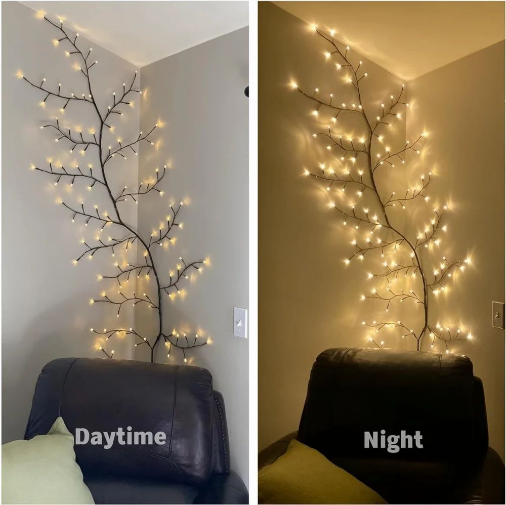 Enchanted LED Willow Vine Lights – Aesthetic 8ft Wall Decor with Remote & Timer (144 LEDs)