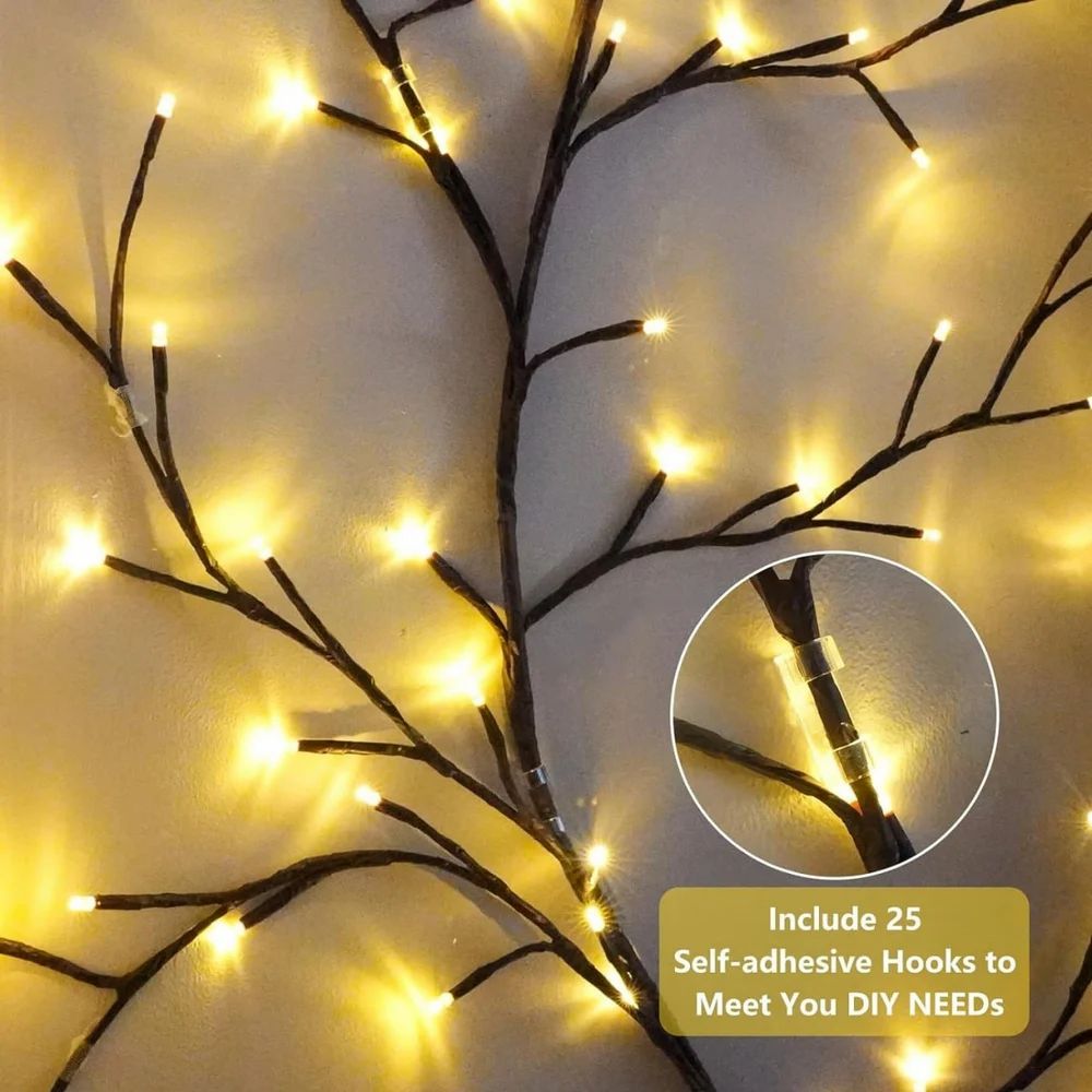 Enchanted LED Willow Vine Lights – Aesthetic 8ft Wall Decor with Remote & Timer (144 LEDs)